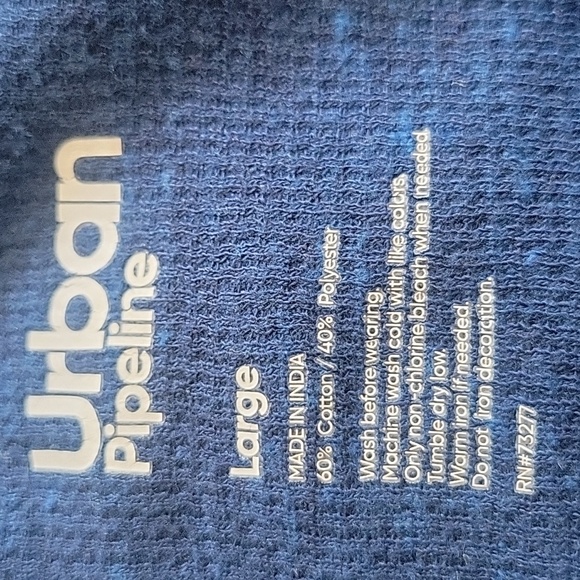 Urban PIpeline Boy's Deep Blue Thermal Crewneck Tee Long Sleeve LARGE - Picture 5 of 5